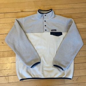 Patagonia White Light Gray Synchilla Snap Pullover